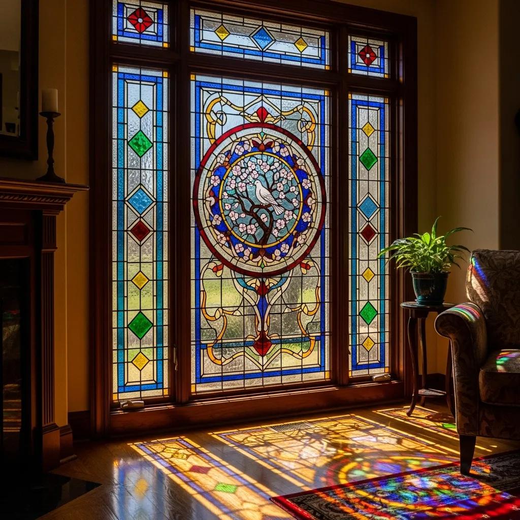 Custom stained glass window enhancing home aesthetics with vibrant colors